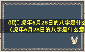 🦟 虎年6月28日的八字是什么（虎年6月28日的八字是什么意思）